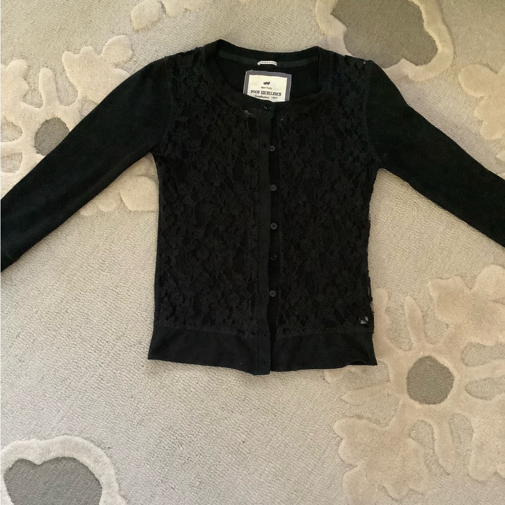 Poof Excellence Black Cable Knit Cardigan Sweater